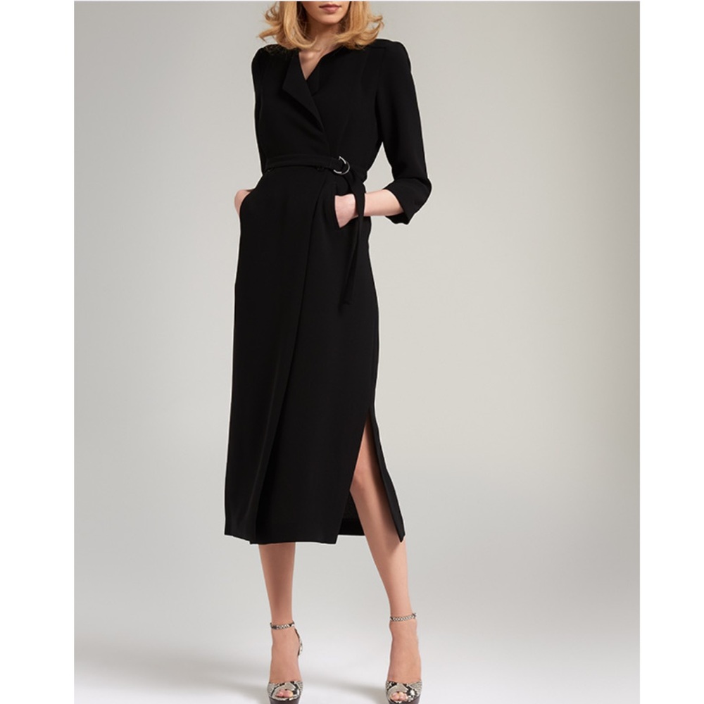 LK Bennett Malo NWOT Elegant Black Midi Wrap Dress Suit Alternative US 8